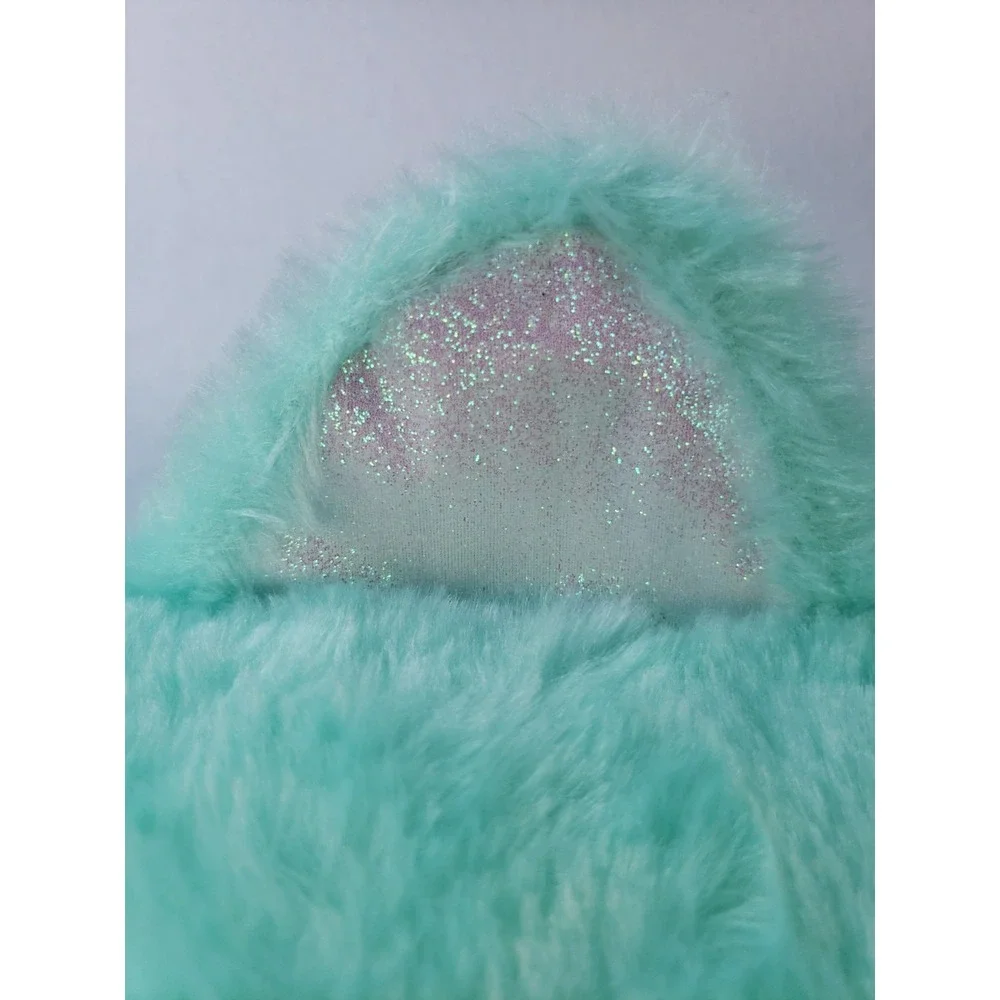 Owl Kids Bed Pillow Mint Green 16.5x24 Soft Fuzzy Plush Sleepy Face NWT